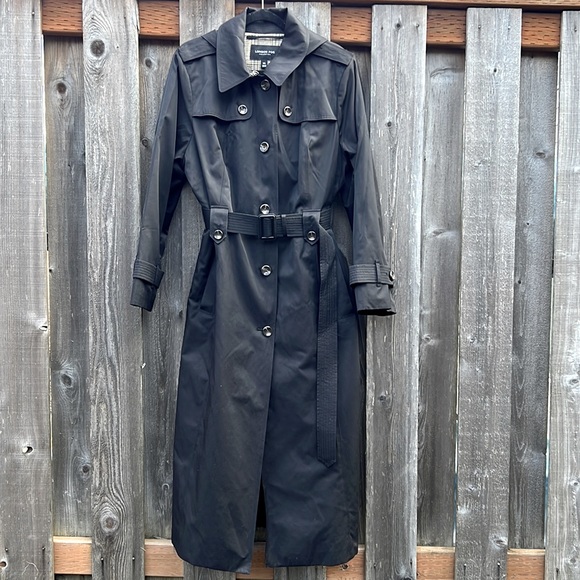 London Fog Collection Jackets & Blazers - London Fog Collection Women’s XXL Black Full Length Trench Coat with Hood & Belt